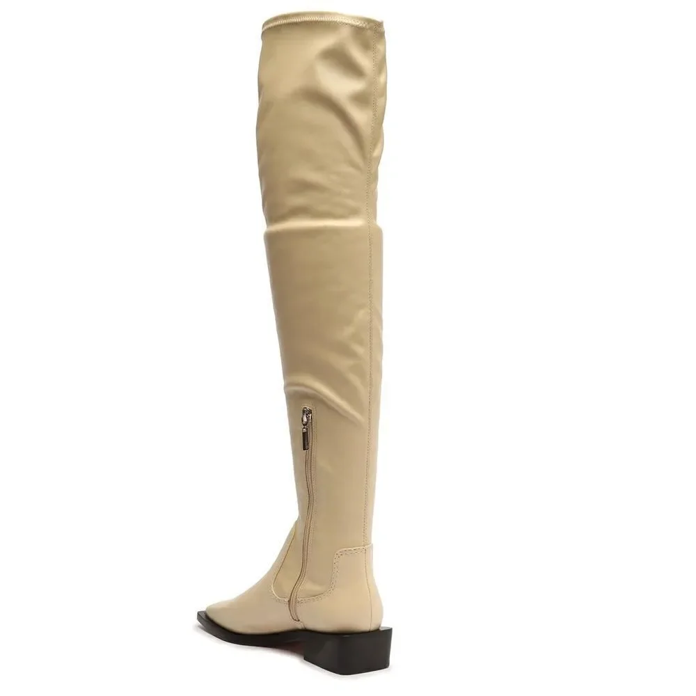 Revolve Schutz GUILY UP LEATHER BOOT in EGGSHELL